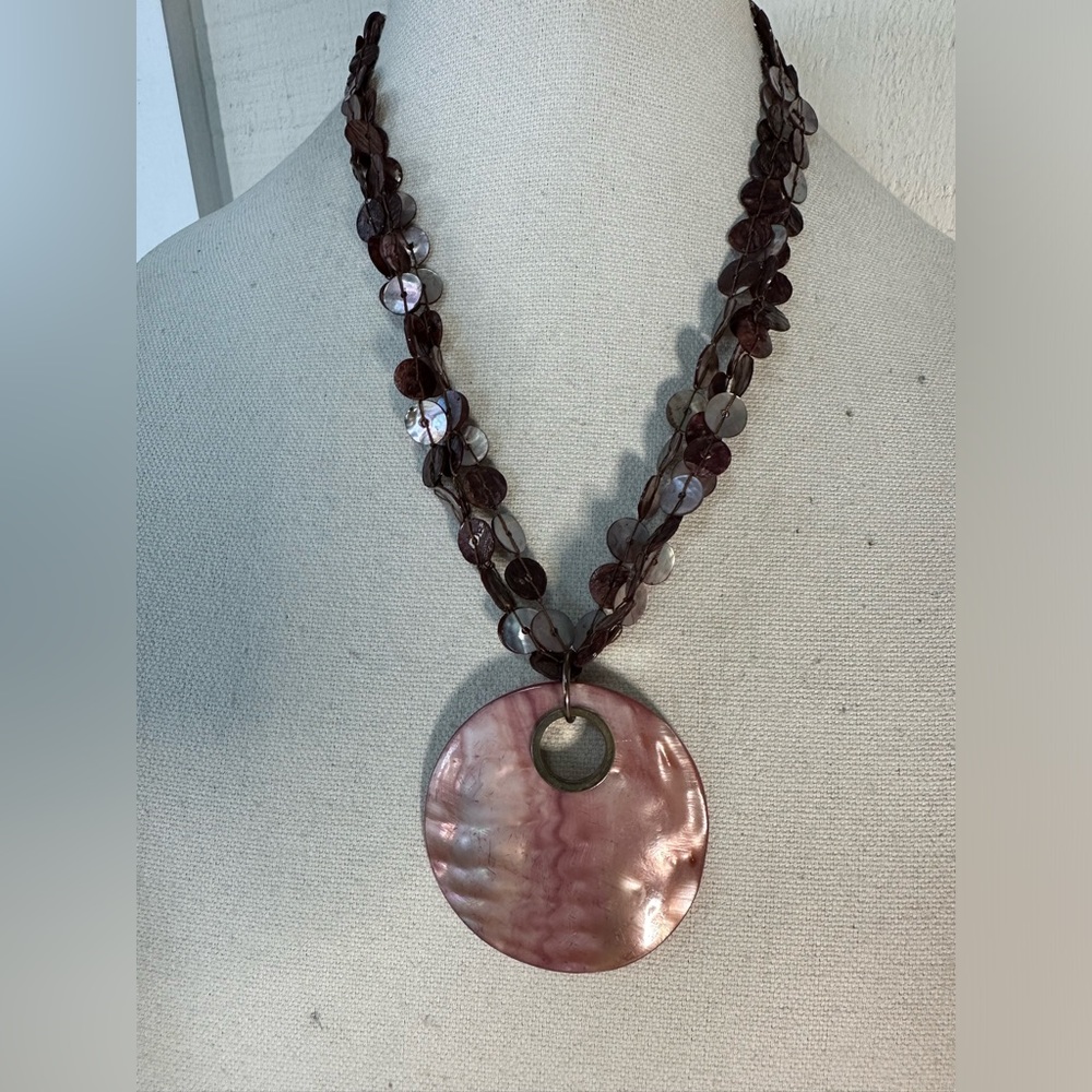 Pink Polished Abalone Shell Statements Necklace - image 1